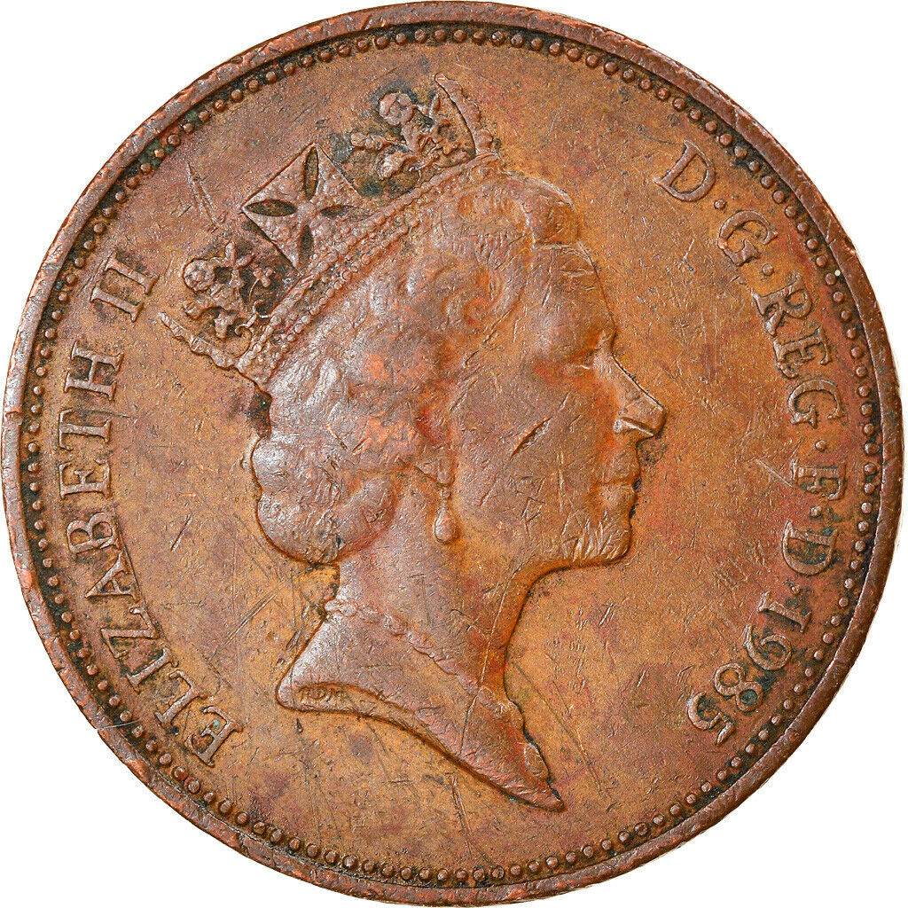 [#832583] Coin, Great Britain, Elizabeth Ii, 2 Pence, 1985, Vf, Bronze, Km:936