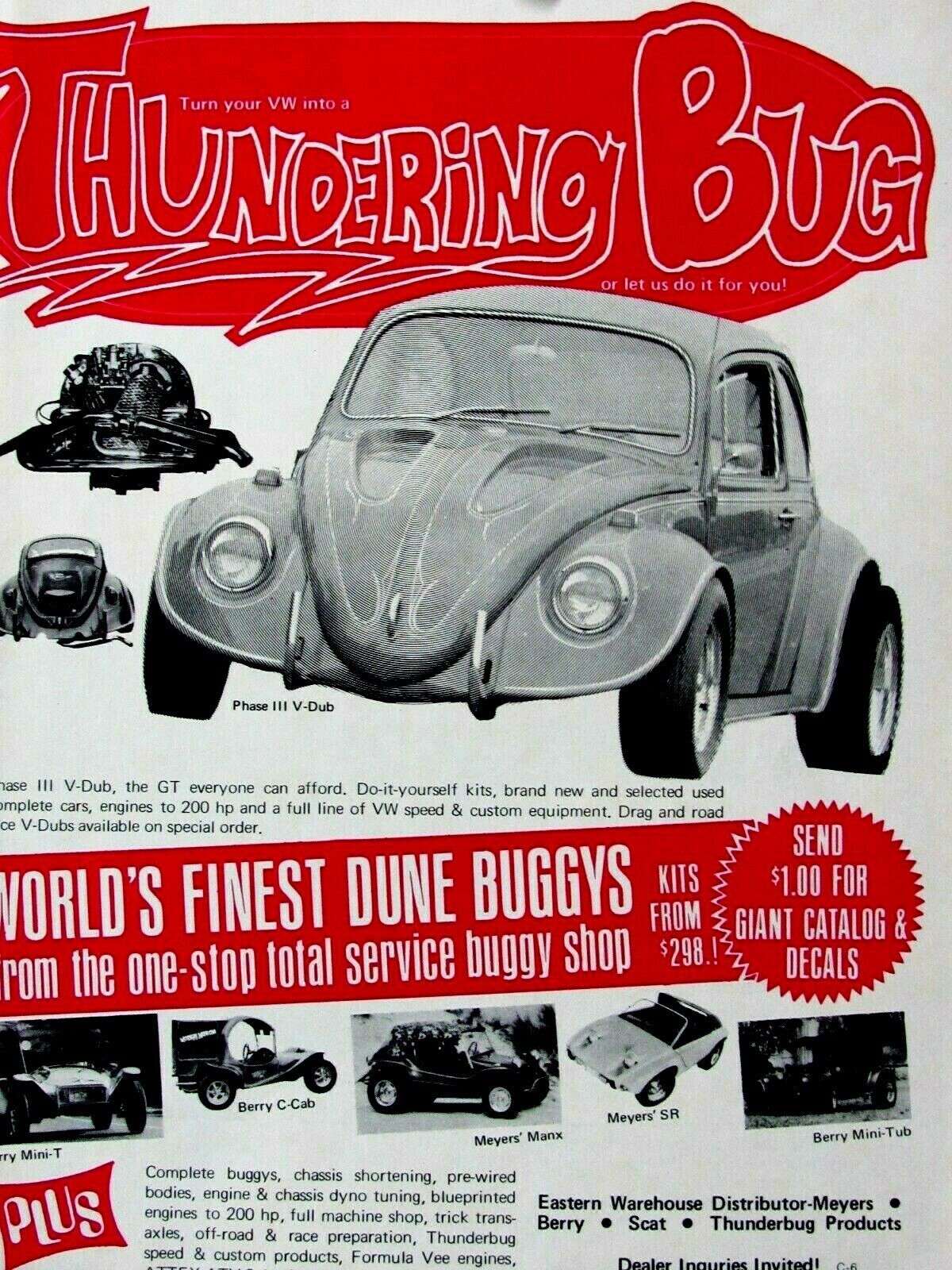 1973 Volkswagen Thundering Bug Dune Buggys New York Regional Original Print Ad