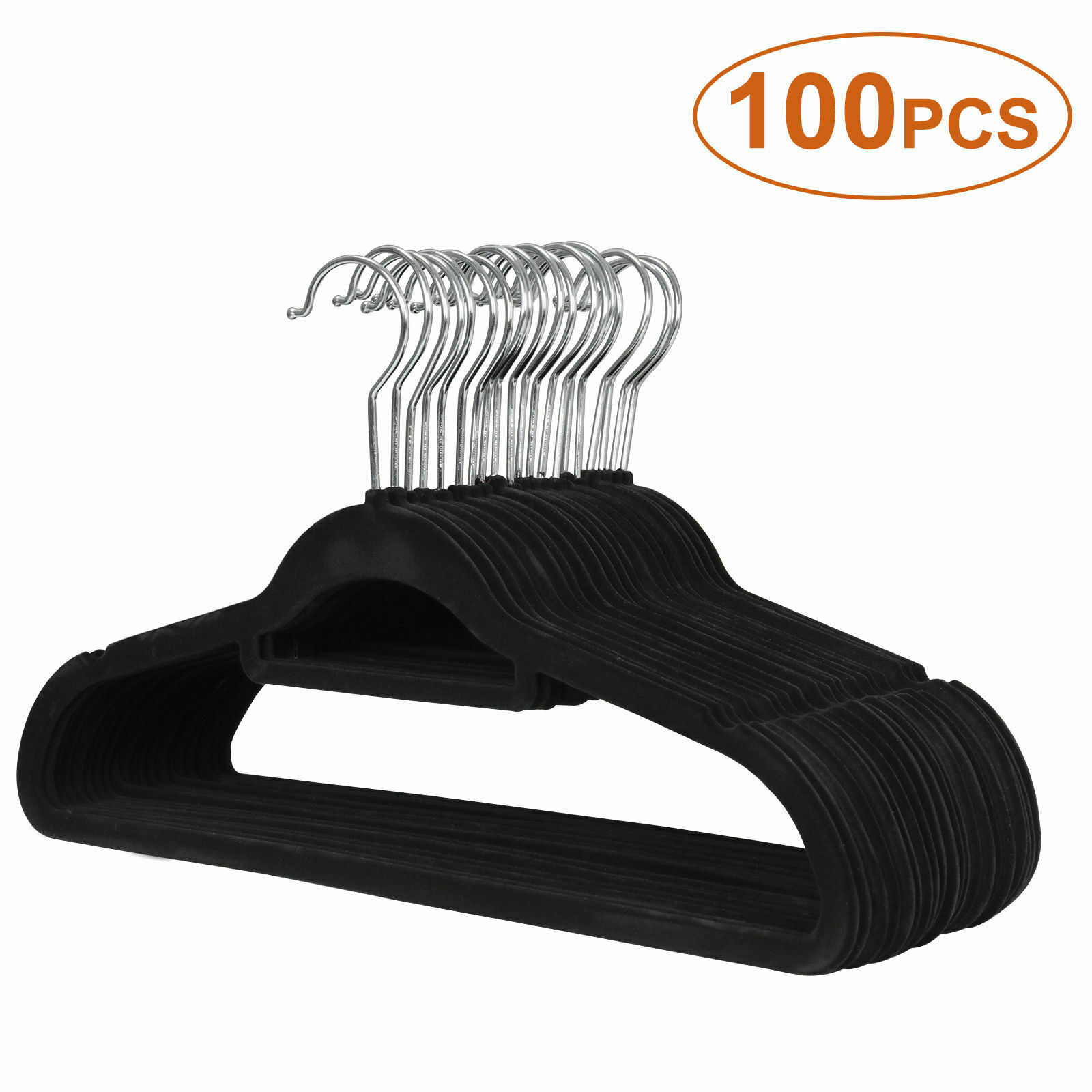 100pcs  Velvet Hangers Premium Non-slip Flocked Clothes Hangers Suit/shirt/pants