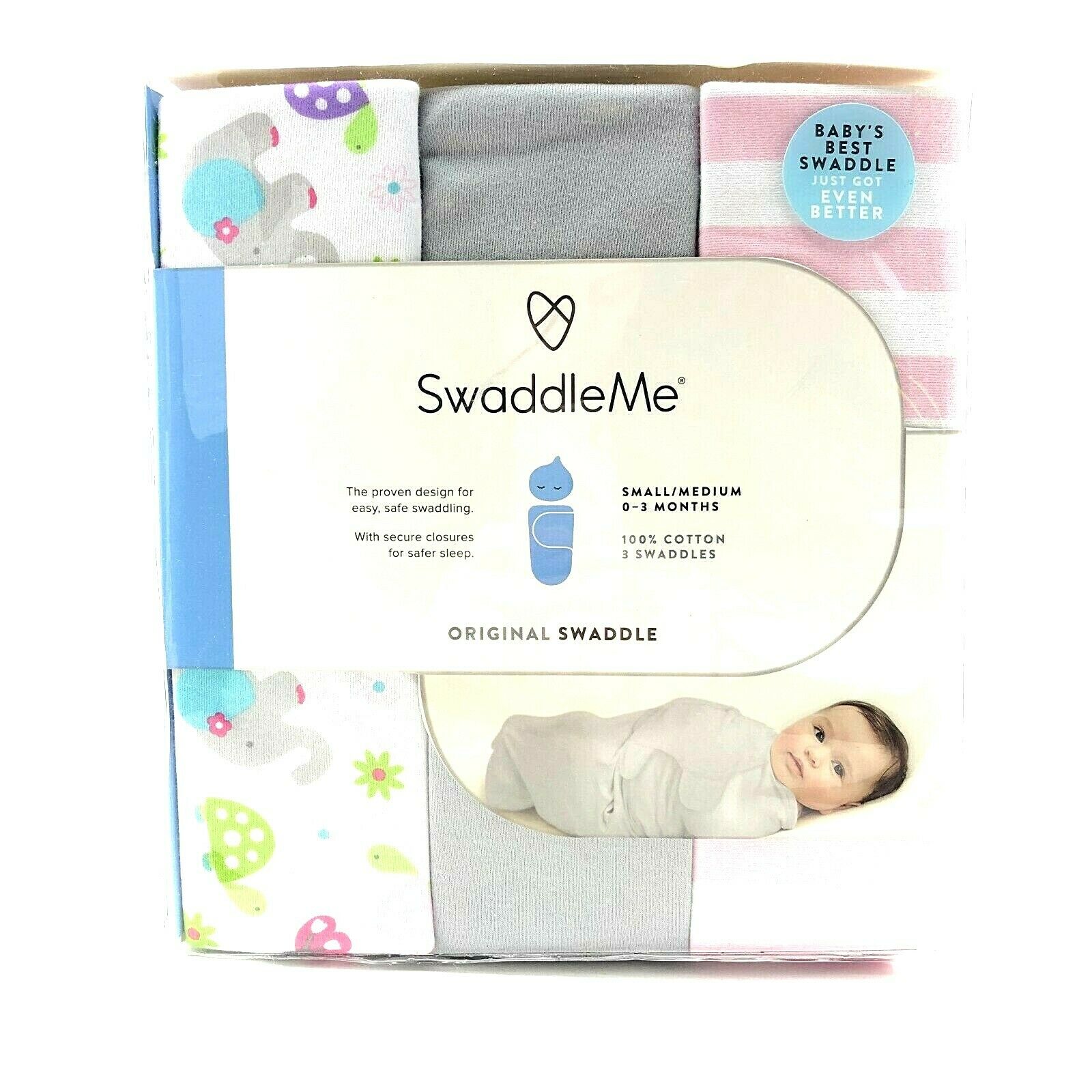 Swaddleme Original Swaddle Busy Bees Sm 3 Pieces