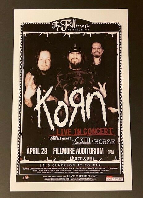 Korn Denver Colorado 2009 Fillmore Amphitheatre Concert Promo Poster