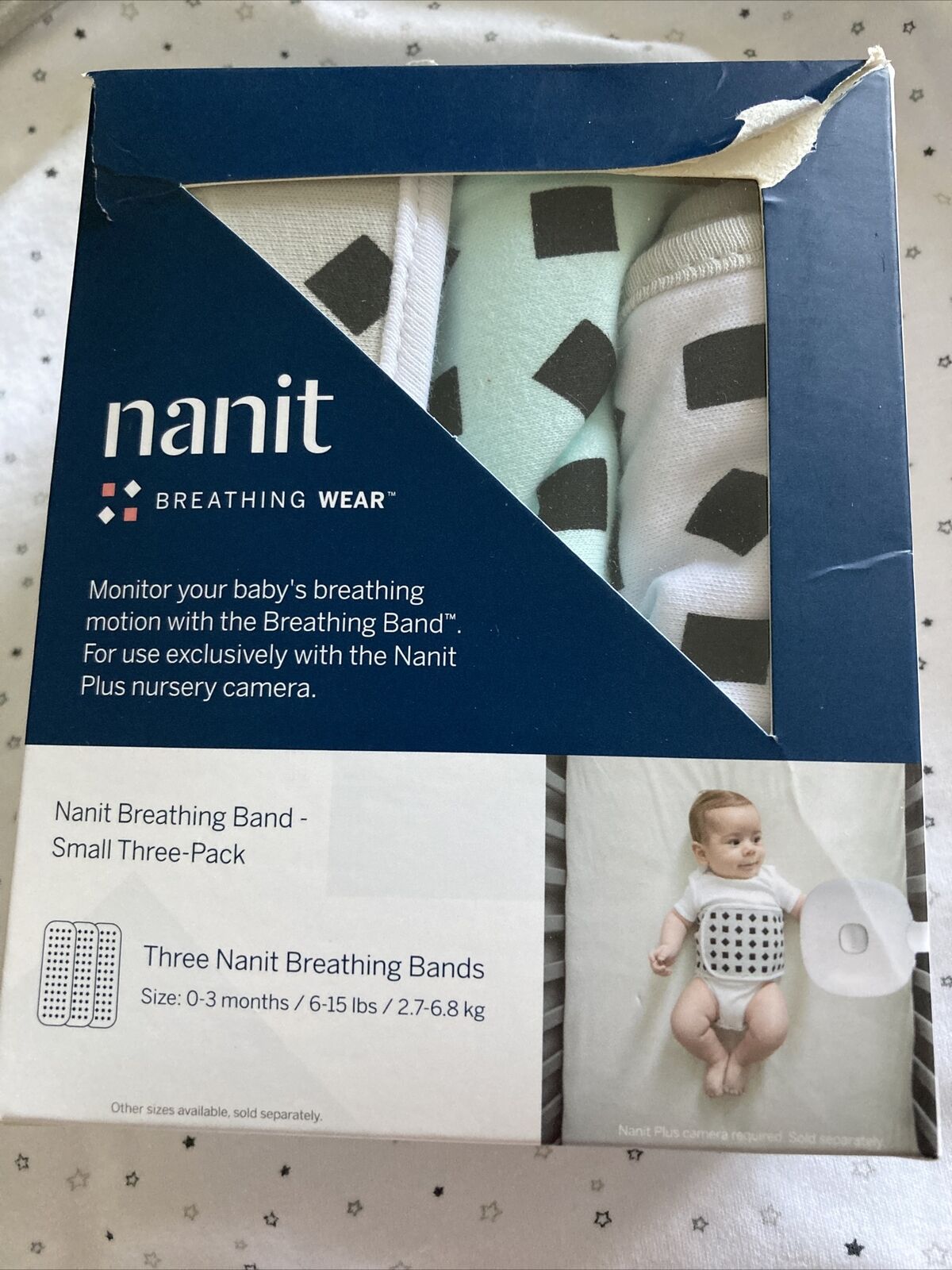3 Pk New Nanit Breathing Bands Breathing Wear S Starter Pack 0-3 Months Swaddle