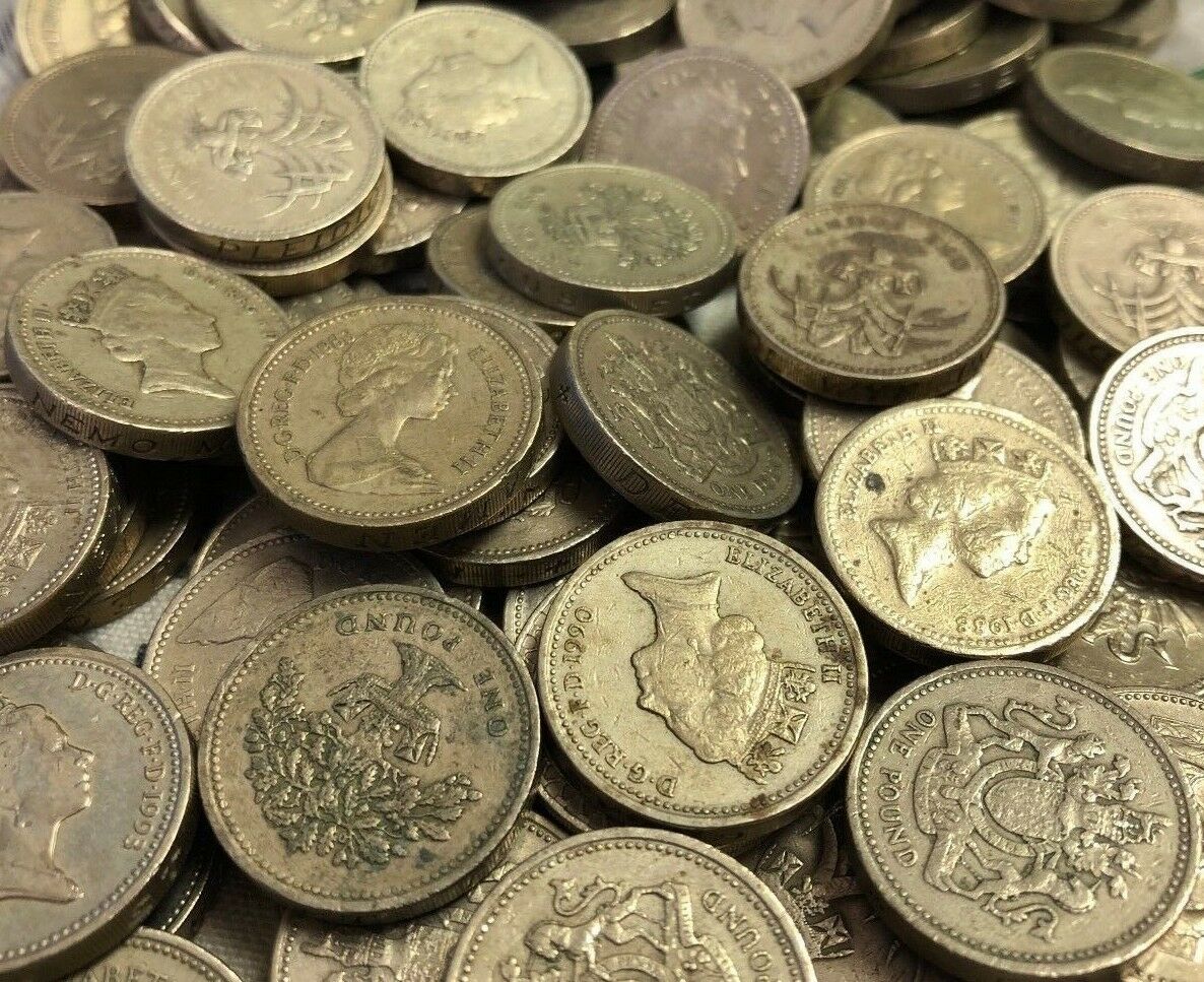 £25 Great British Pounds, 25 X Uk Vintage One Pound Coins (1983-2016 Type)