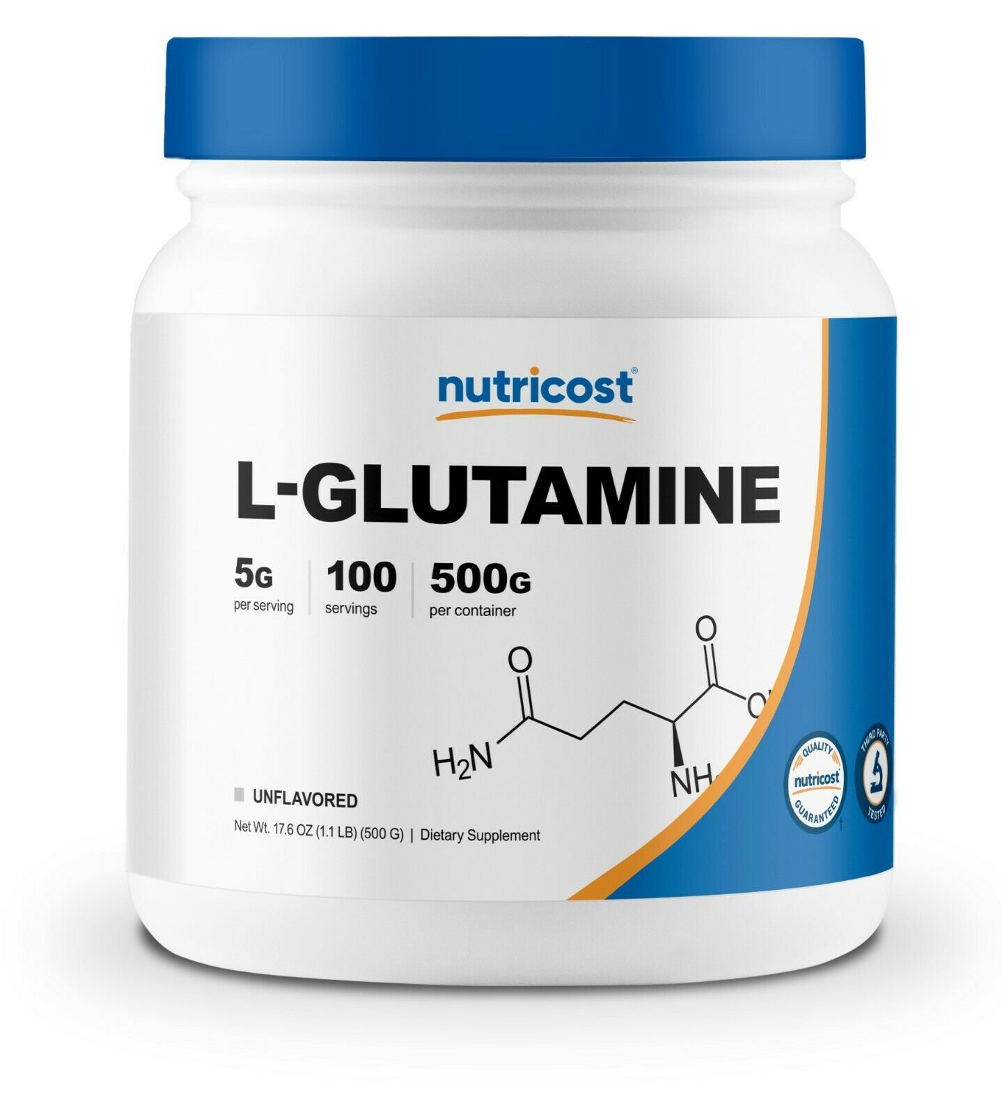 Nutricost Pure L-glutamine Powder 500g - 100 Servings, Non-gmo & Gluten Free