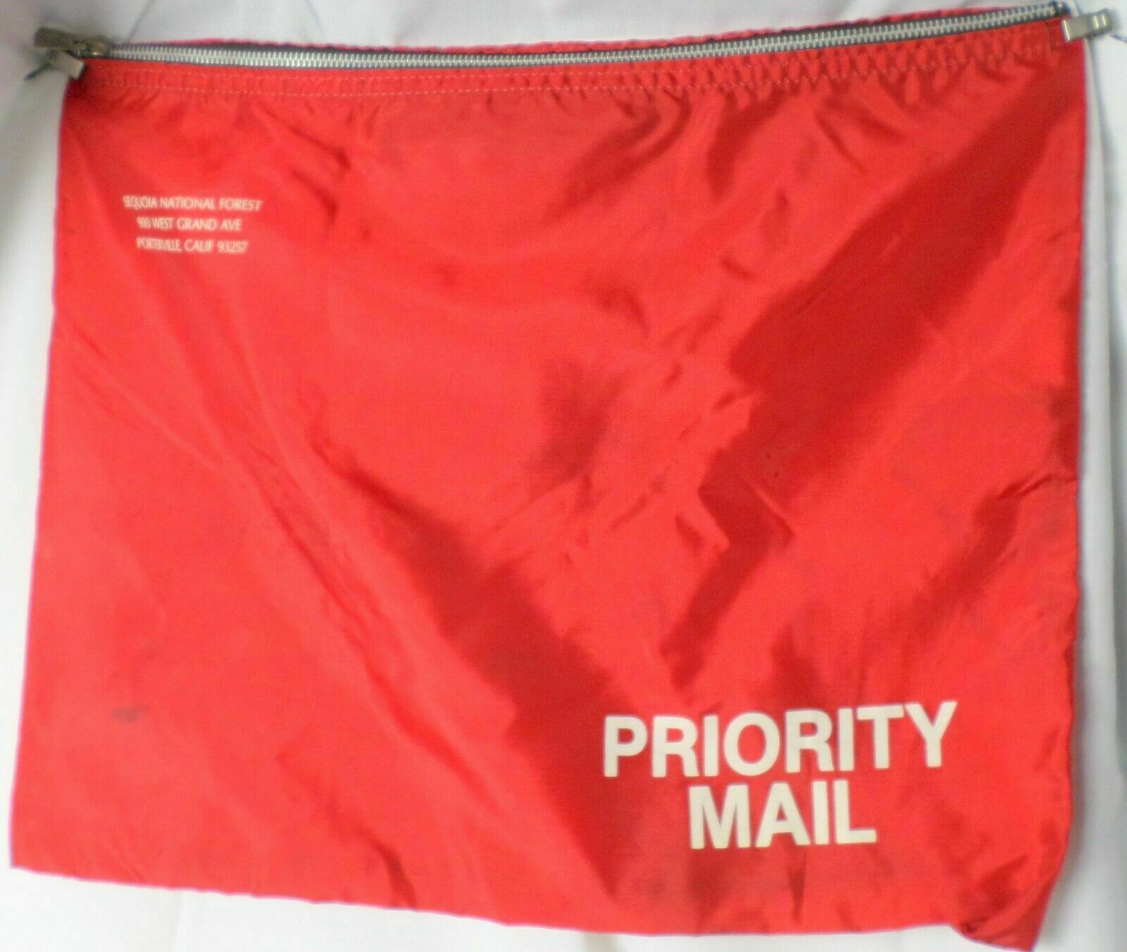 1980's Sequoia National Forest Xl Red Nylon Usps Priority Mail Zipper Bag Pouch