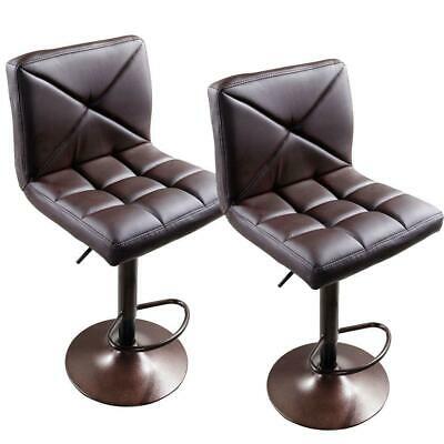 New 2 Pack Adjustable Modern Pu Leather Swivel Hydraulic Chair Bar Stools Brown