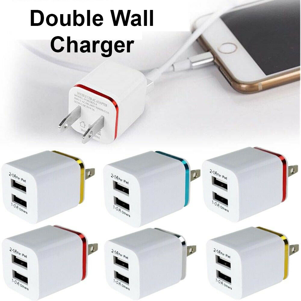 Usb Double Wall Fast Charger Adapter 1a 2a 5v For Iphone 6 7 8 11 12 Plus X Xr