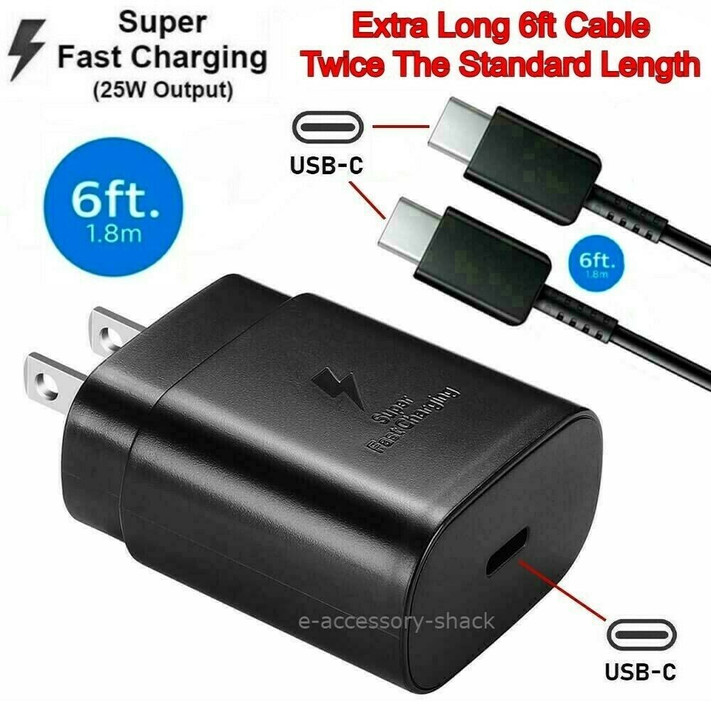 25w Type Usb-c Super Fast Wall Charger+6ft Cable For Samsung Galaxy S20 S21 5g