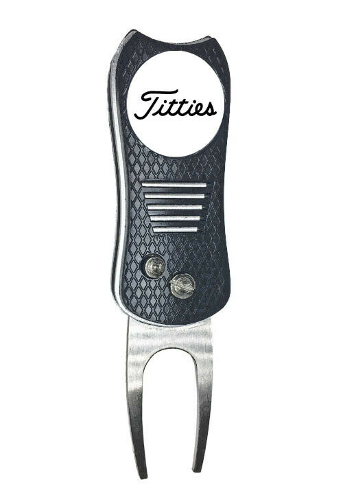 "titties" Novelty Golf Ball Marker + Switchblade Divot Tool Novelty Gift