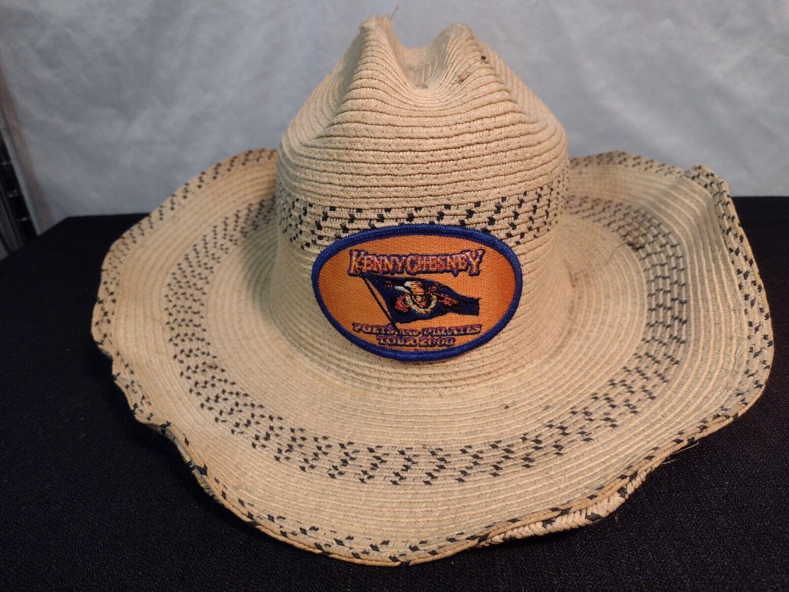 Vtg Kenny Chesney Poets & Pirates Tour Straw Cowboy Hat C.2000 J Hats Wire Brim