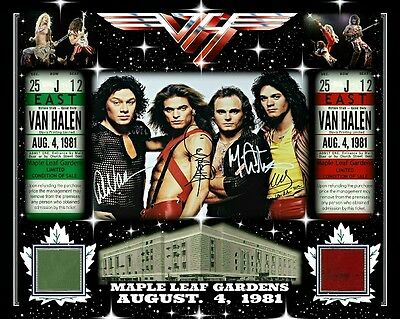 Van Halen Auto/signed Rp Photo Aug 4, 1981 W/ Maple Leaf Gardens Red-green Seat