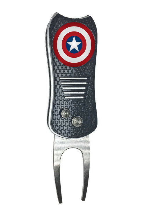 Captain America Marvel Golf Ball Marker W/ Switchfix Switchblade Divot Tool Gift