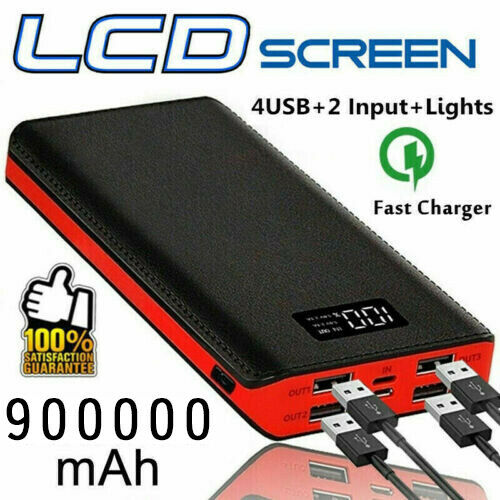 900000mah Power Bank 4usb Portable External Battery Backup Charger Fast Charging