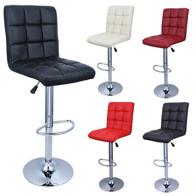 Set Of 2 Modern Bar Stools Leather Hydraulic Swivel Dinning Chair Pair Barstools