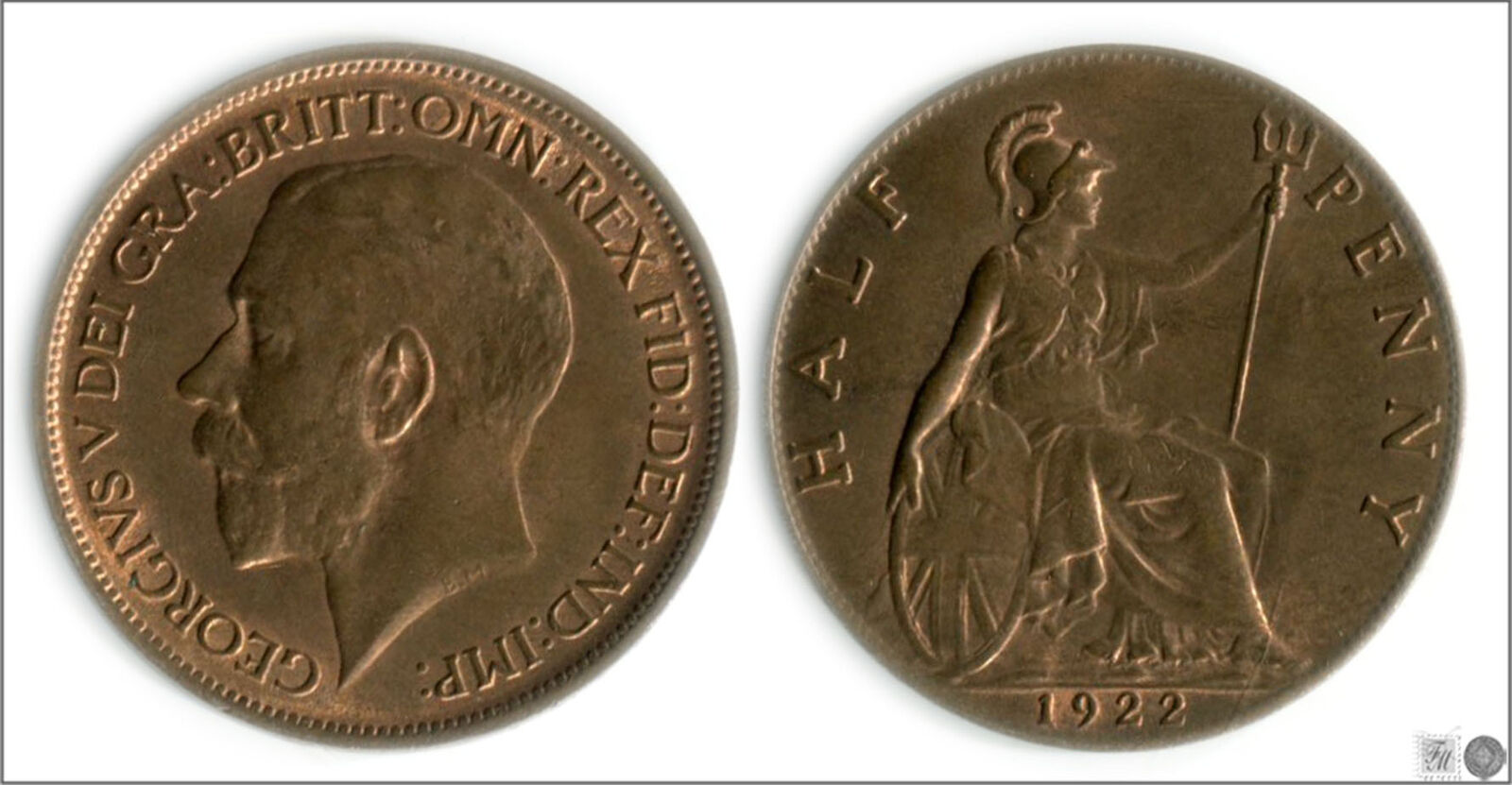 England 1/2 Penny 1922 Bronze S/c Km00809-22