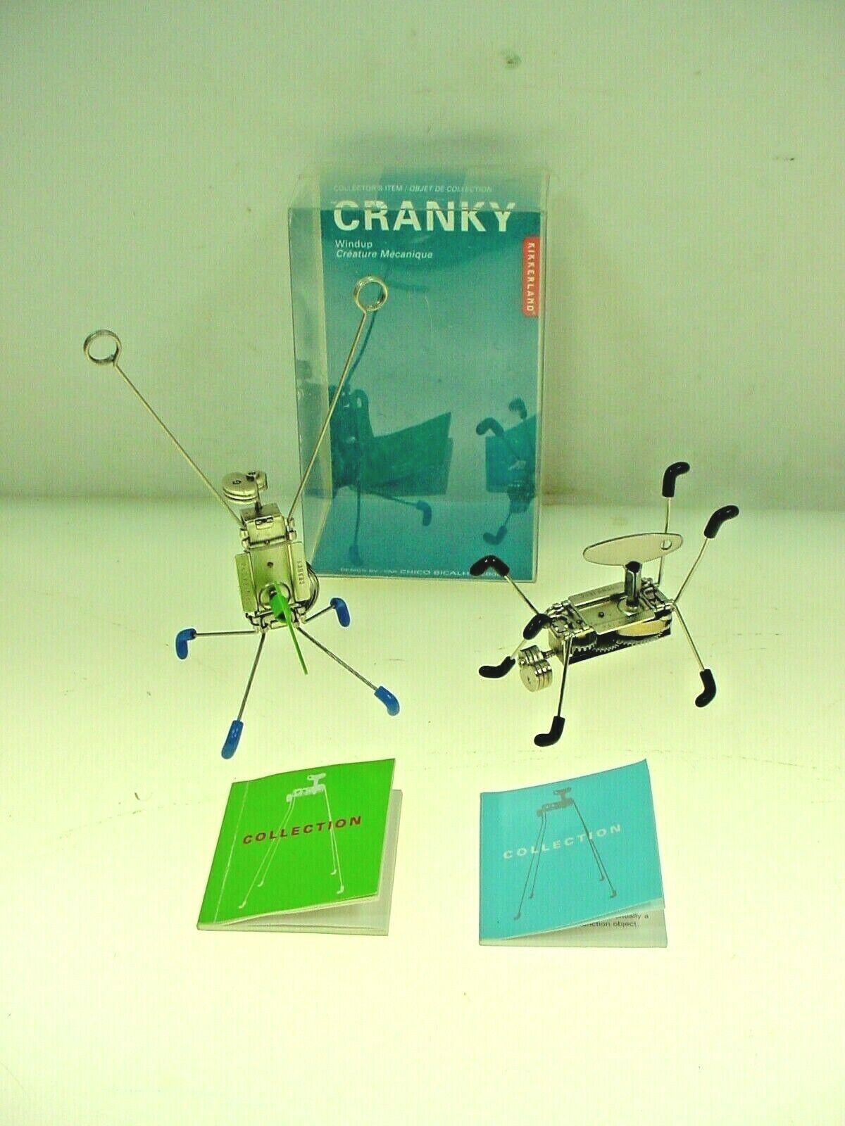 Kikkerland Cranky Cosmojetz Wind Up Mechanical Toy Robots Pair Look