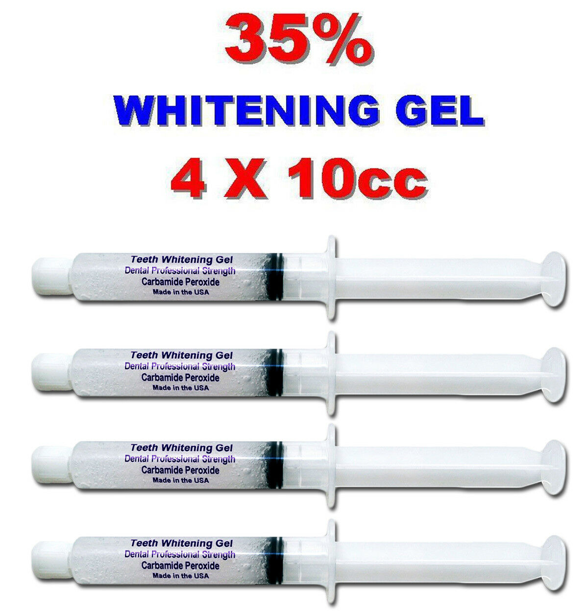 4 Syringes 35% 1o Ml Tooth Teeth Whitening Whitener Gel 40cc - Free Shade Guide