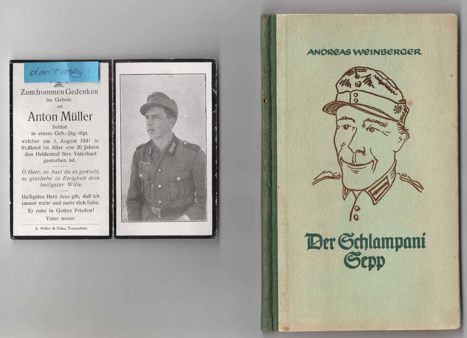 Ww2 Orig. German Army Mountain Troops Book Gebirgsjäger + Wwii Death Card 1941