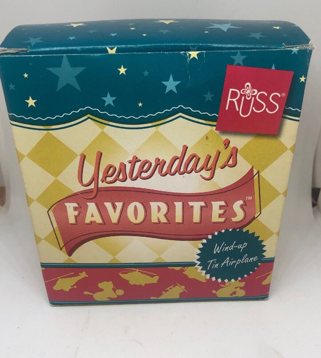 Russ Yesterday's Favorites Wind-up Tin Airplane Red Side Panel