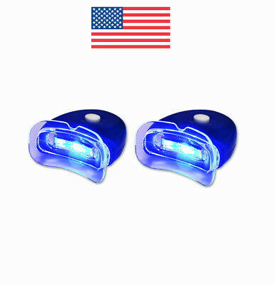 2 New Led Blue Plasma Hands-free Teeth Whitening Accelerator Light W/ Batteries